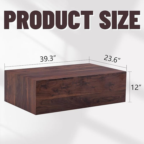 39.3'' Wood Coffee Table with Wood Grain, Rectangular Low Tables - Image 2