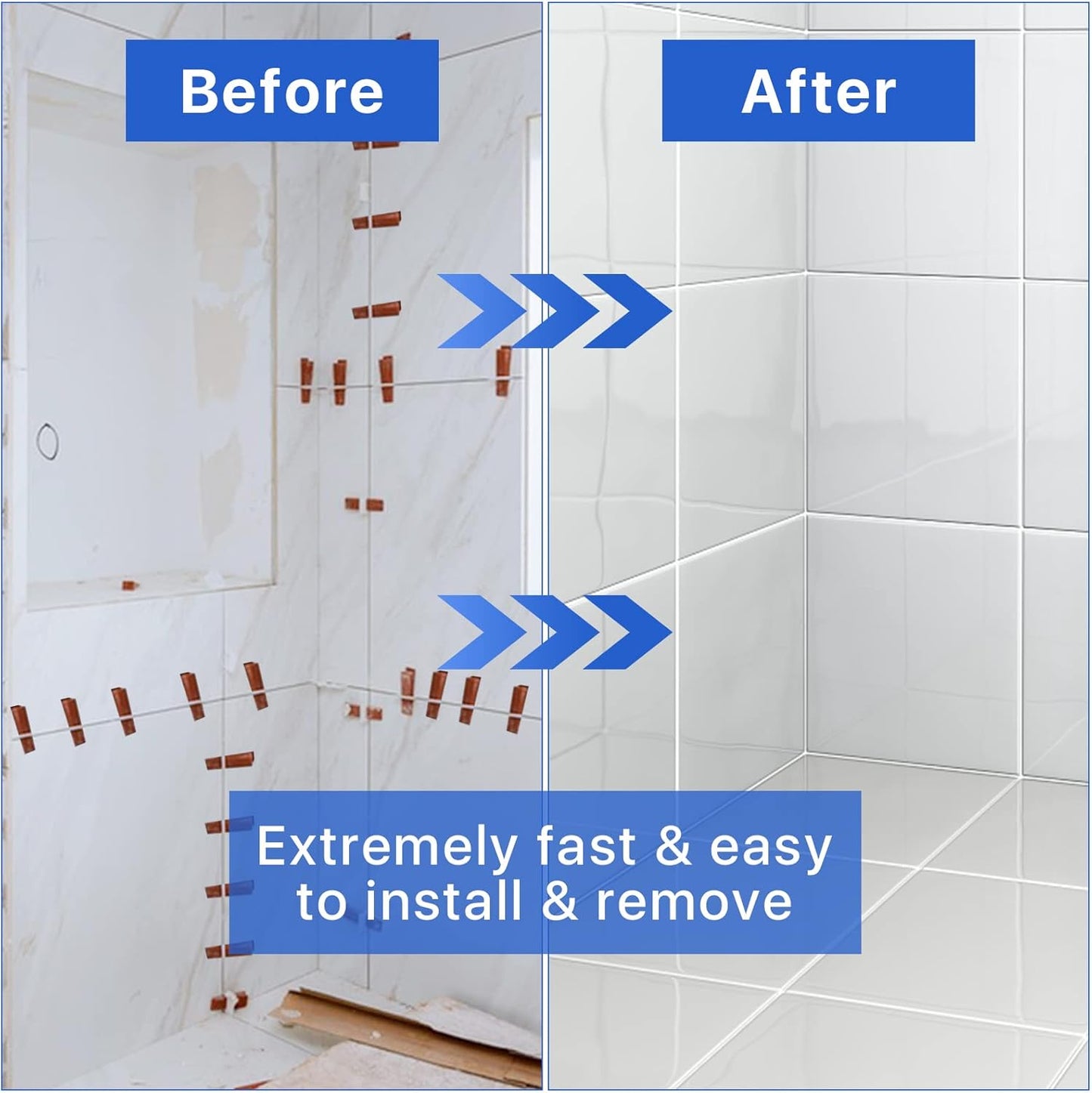 Tile Leveling System Clips Spacers Tile Leveler Clips DIY Tile Leveler Spacers 4200 Pcs 1/8" (3mm) for Professional Ceramic Tile and Stone Installation (4200 1/8")