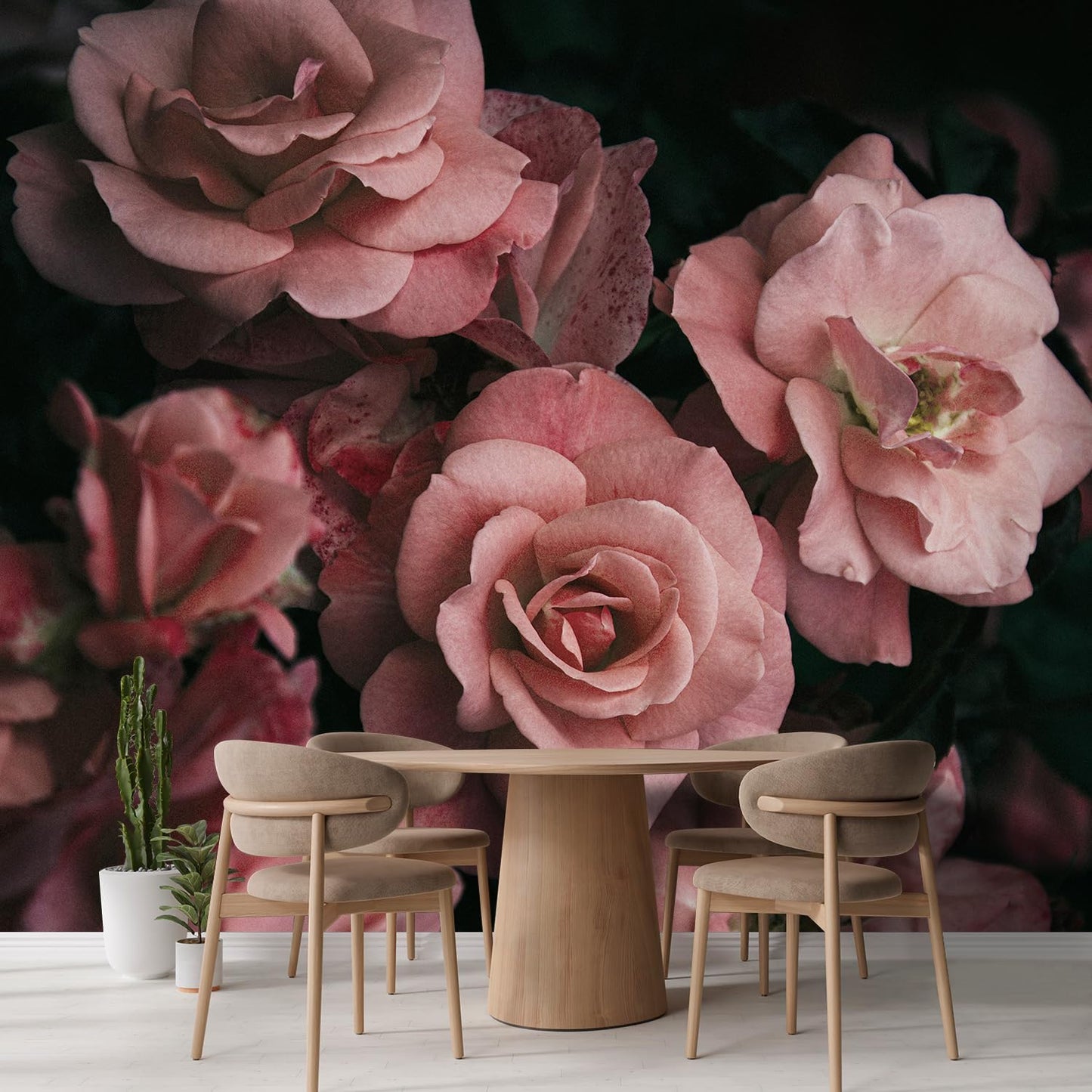 wall26 Wall Sticker/Wall Mural Dark Rose Flower Blossoms Nature Wilderness, Not Peel and Stick, Non-Woven Wallpaper Decorative for Bedroom, Living Room, Office - 96x144 inches