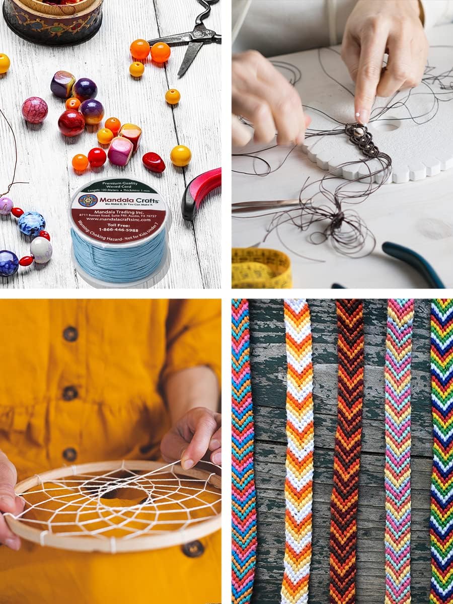 Mandala Crafts 1mm 109 Yards Yellow Green Cotton Waxed Cord for Jewelry Making Bracelet Cord Waxed String - Beading String Thread Jewelry Cords for Necklaces String