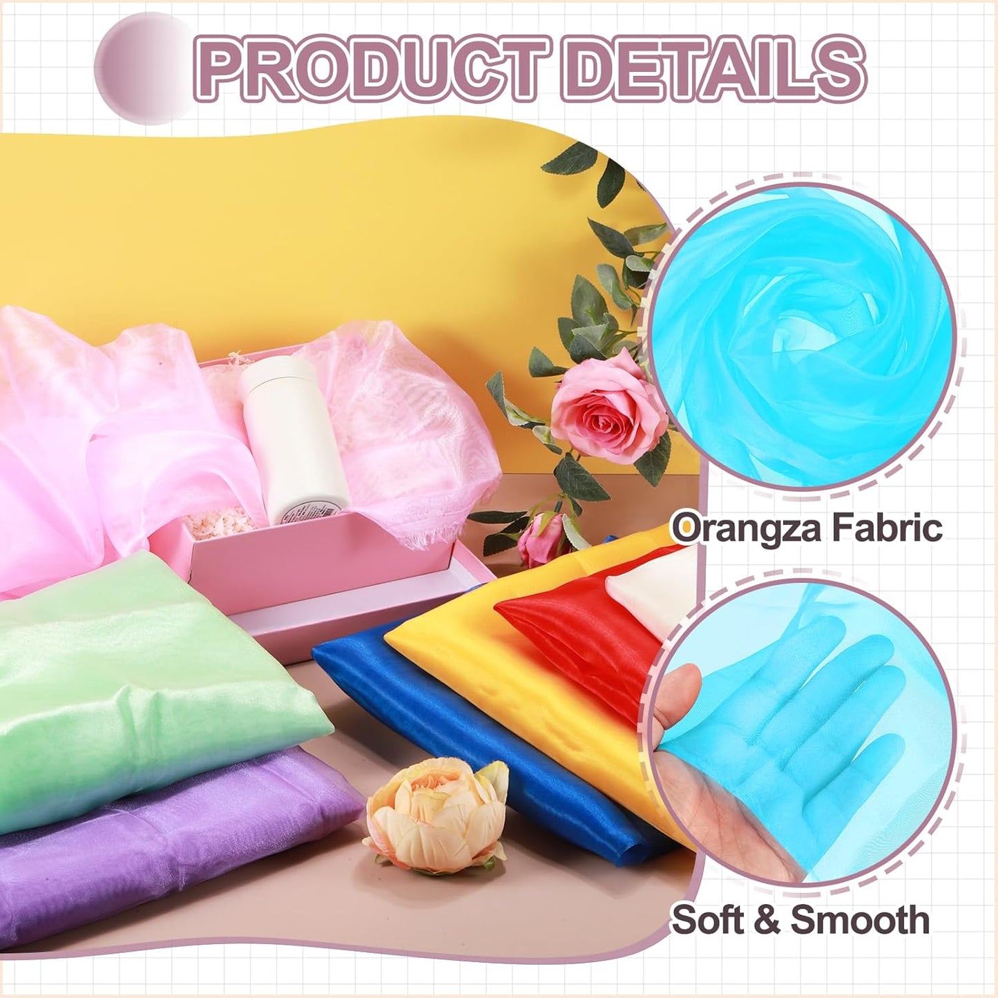 MECCANIXITY Iridescent Sheer Organza Fabric, 10 Yards x 59 Inches Solid Holographic Shiny Fabric Organza Cloth for Wedding, Curtains, Costume, Photo Background, Pale Blue