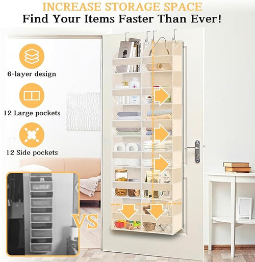 2 Pack Over The Door Organizer 6 Tiers, Extra Large Behind Door Storage of 12 - Image 2