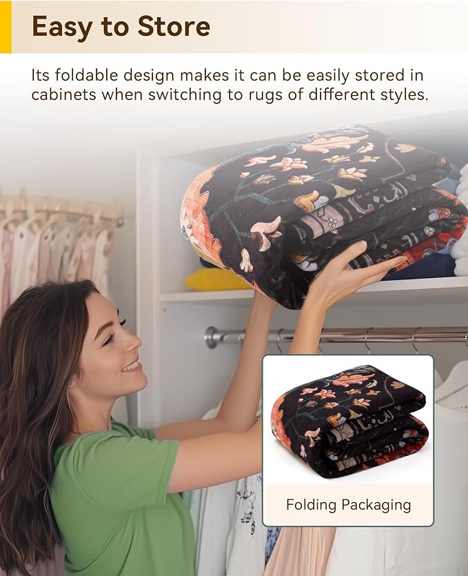 RELEANY Area Rugs Square 6ft Washable Non-Slip, Floral Vintage Distress Print - Image 4
