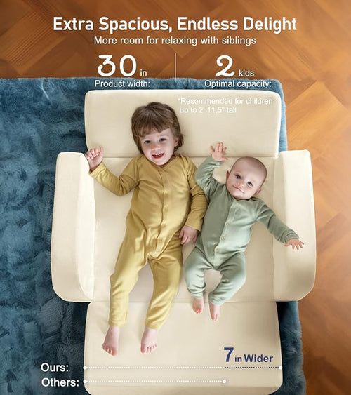 3-in-1 Extra Wide Convertible Kids Couch, Flip Open Toddler Couch to Lounger - Image 2
