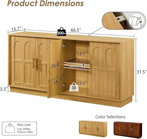 67'' Modern TV Stand for TVs up to 75'', Long Media Console - Image 2