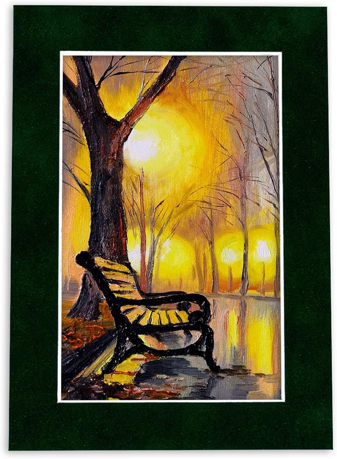 8x10 Mat Bevel Cut for 5.5x8.5 Photos - Acid Free Green Suede Precut Matboard With Backing Board and Crystal Clear, Self Seal Photo Mat Bag - For Pictures, Photos, Framing - 4-ply Thickness