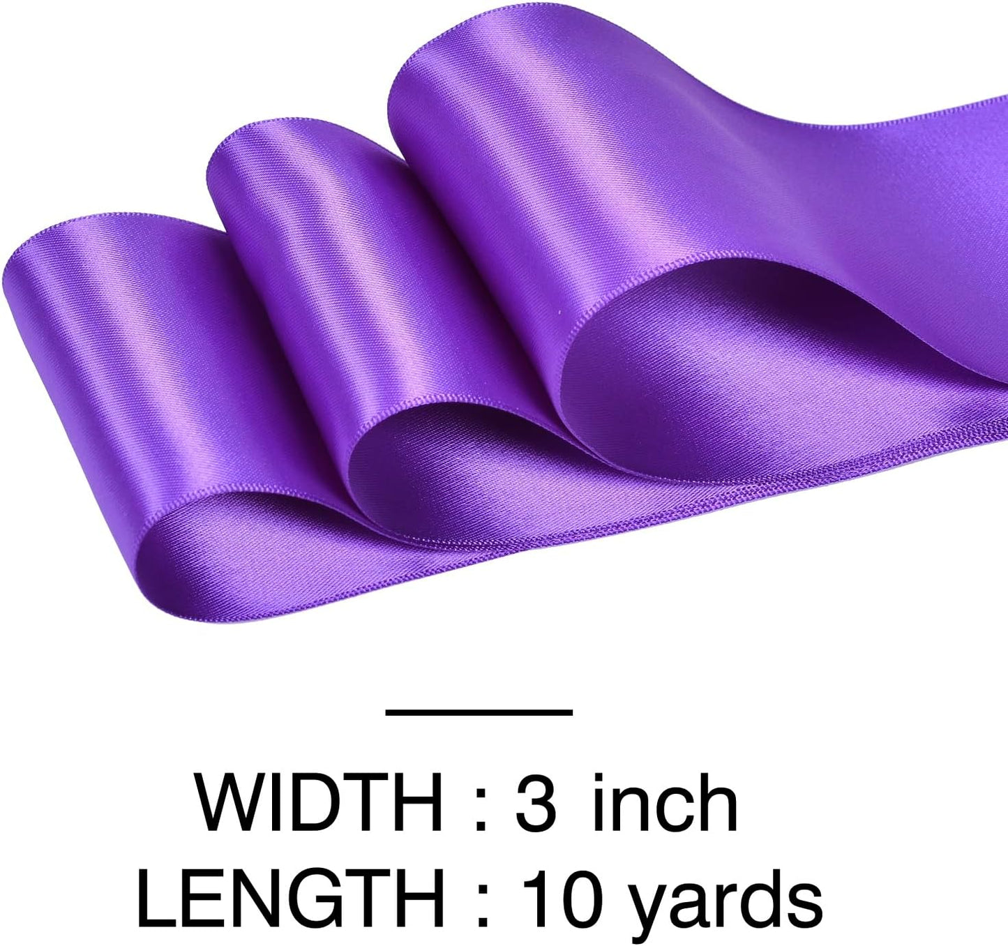 YAMA Purple Double Faced Satin Ribbon, 3 Inch 10 Yards, Great for Crafts Bows Flower Bouquet Wedding Home Decor Gift Wrapping