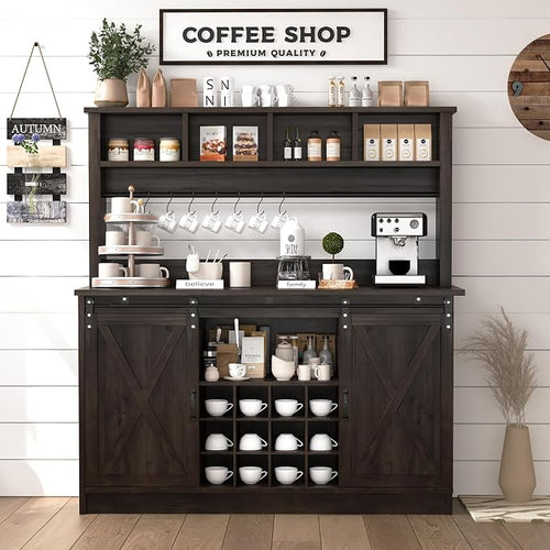 4ever2buy Farmhouse Coffee Bar Cabinet by 4ever2buy