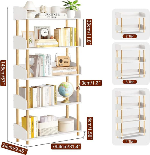 5-Tier Wooden Bookshelf, Modern Open Bookcase - Image 2