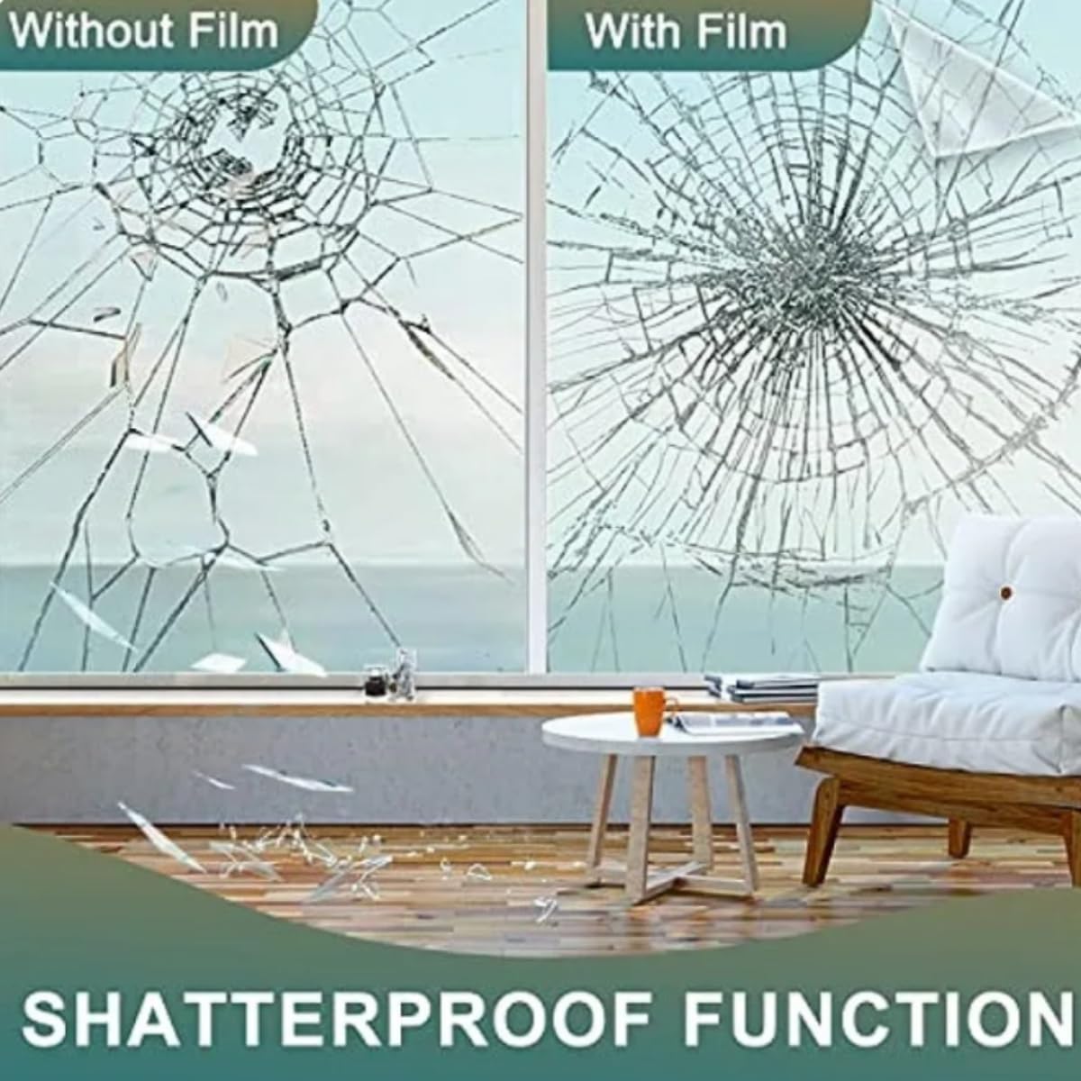 UV 99% VLT 35% Security and Safety 4 Mil Color Window Film Shatterproof Anti Shatter Tempered Glass Film for Home and Office Windows (VLT 35%, 60 in x 100 FT)