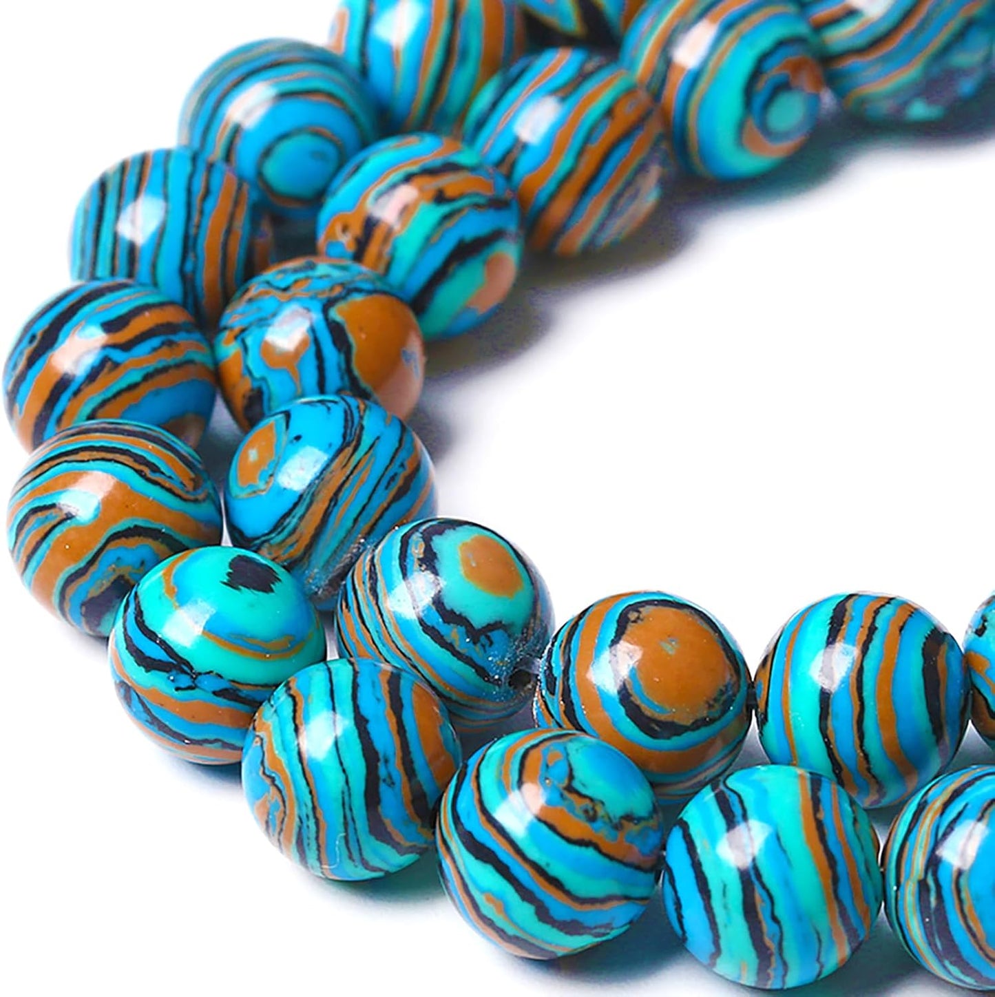 8MM Blue Malachite Beads Natural Stone Energy Healing Beads Round Loose Beads for Jewelry Making Bracelet 90pcs 2 Strands 32"