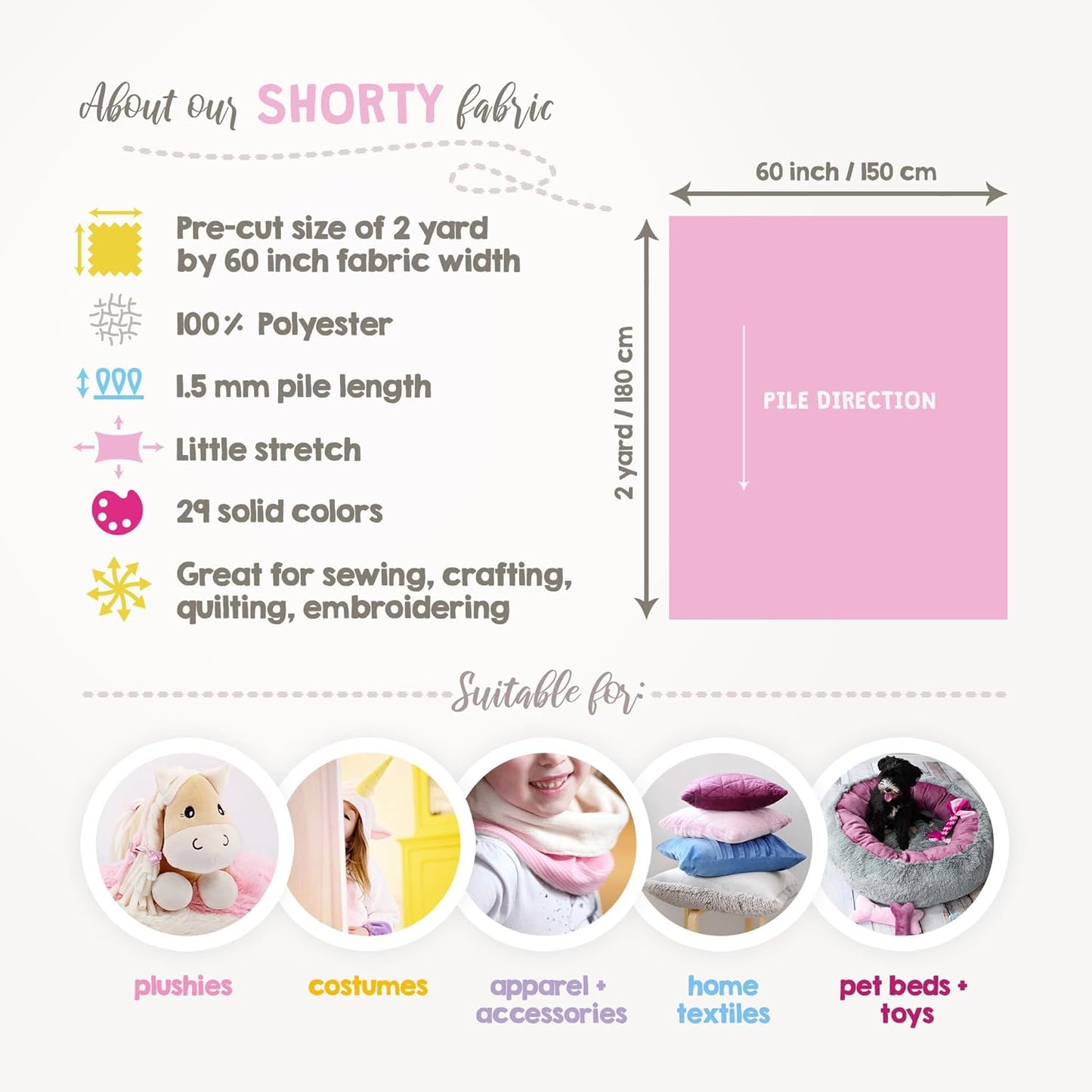 kullaloo Plush Fabric | 2 Yard Solid White Minky Fabric for Sewing | Super Soft Cuddle Material | for Quilt Backing, Throw Blankets, Pillows, Dog Bed, Stuffed Animals, Costumes, Apparel & More