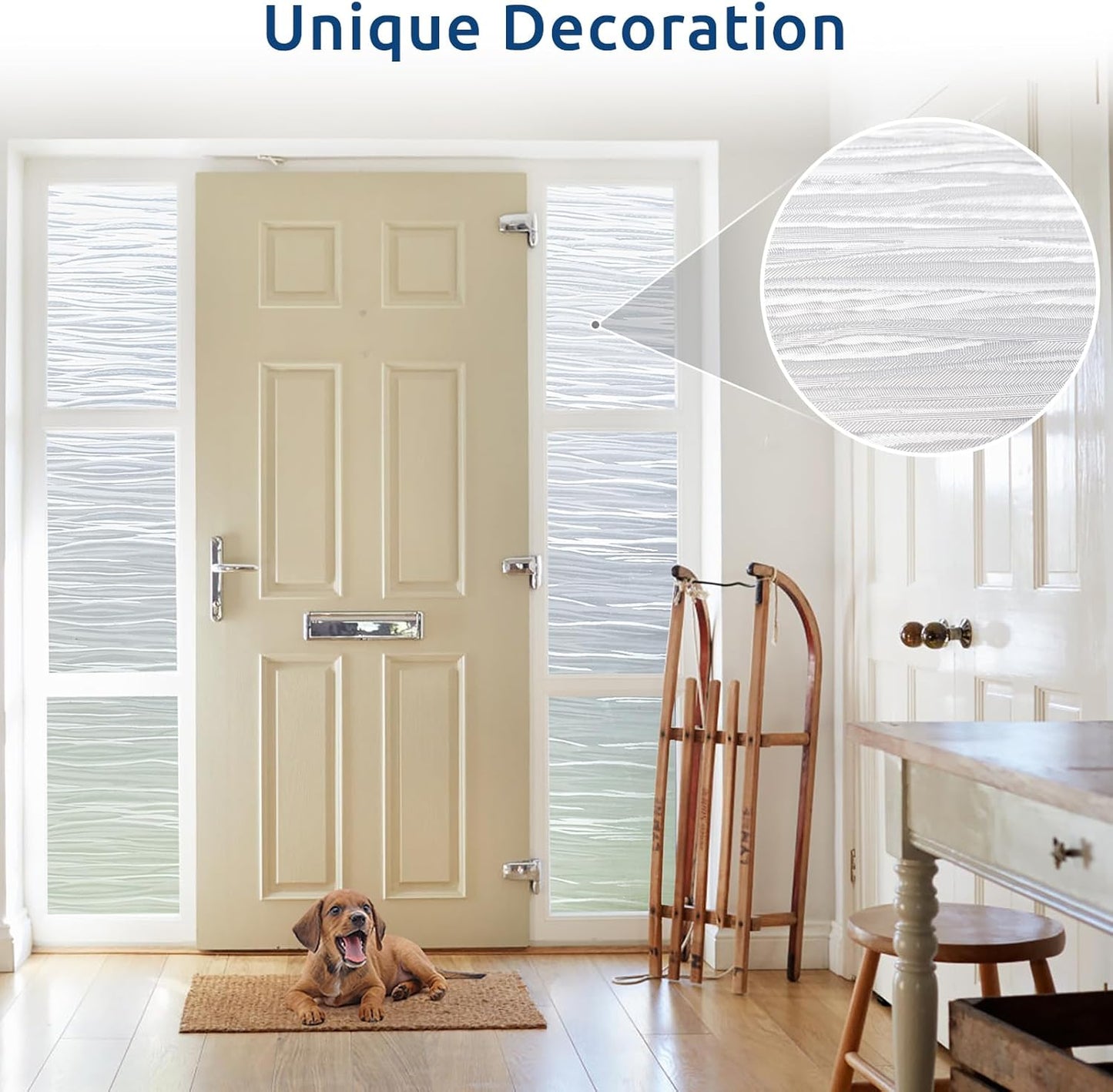 rabbitgoo Window Privacy Film Frosted Glass Film Removable Vinyl Door Coverings UV Blocking Decorative Static Cling Non-Adhesive Window Clings Sticker for Home Decor, 23.6 x 118.1 Inches