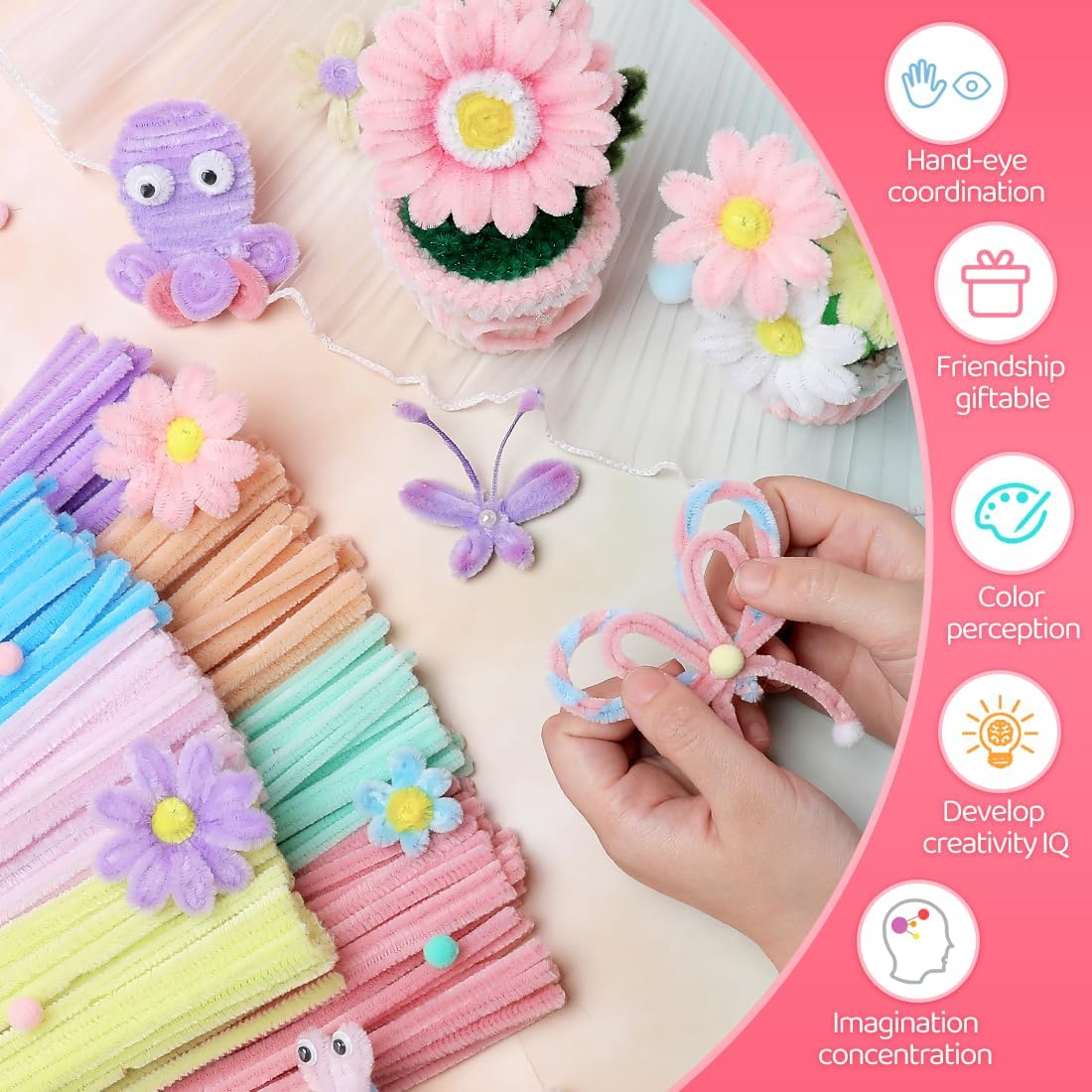 IOOLEEM Pipe Cleaners, 200pcs Army Green, Flower Making Arts and Craft Supplies, Ideas for Art Project Activity.