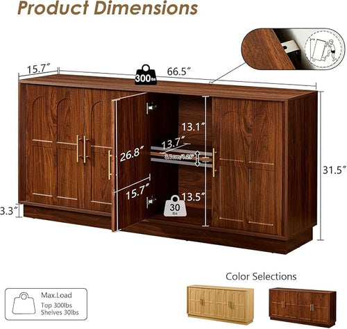 67'' Modern TV Stand for TVs up to 75'', Modern Long Media Console - Image 2