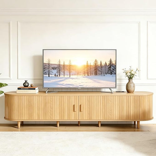 80" Mid Century Modern TV Stand, Wood TV Consoles by Unknown