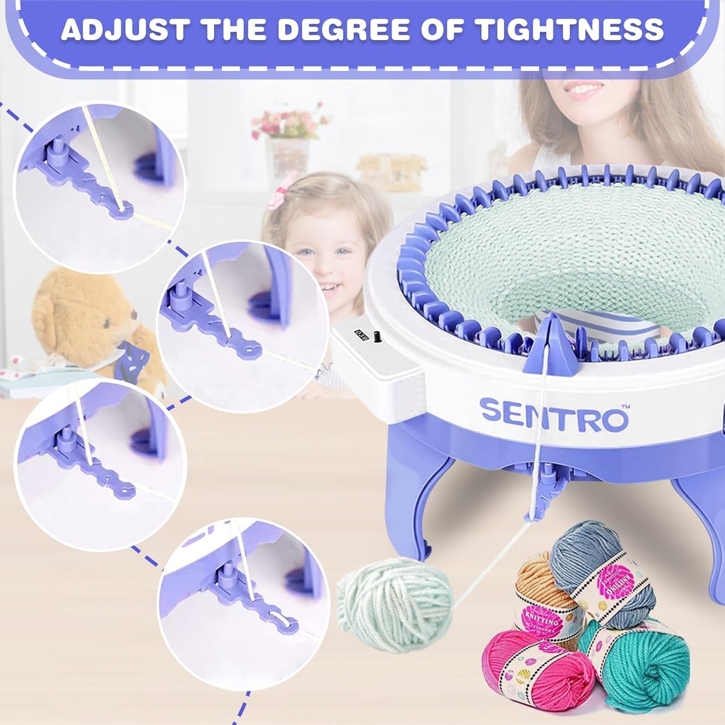 SENTRO 48 Needles Knitting Machines with Row Counter, Smart Knitting Crochet Machine,Weaving Round Loom,Double Knit Loom Machine Kit,DIY Knit Scarf Hat Sock