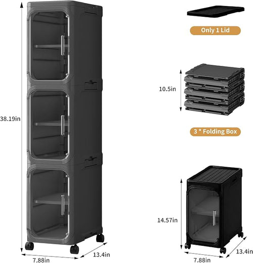 3-Tier Tall Narrow Storage Cabinet, Slim Bathroom Storage Cabinet - Image 2