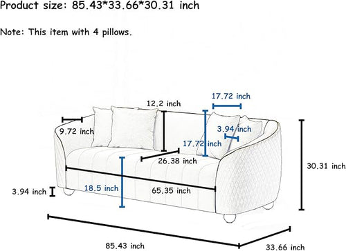 3-Piece Luxury Velvet Sofa Set for Living Room, Elegant Design Couch Set - Image 2