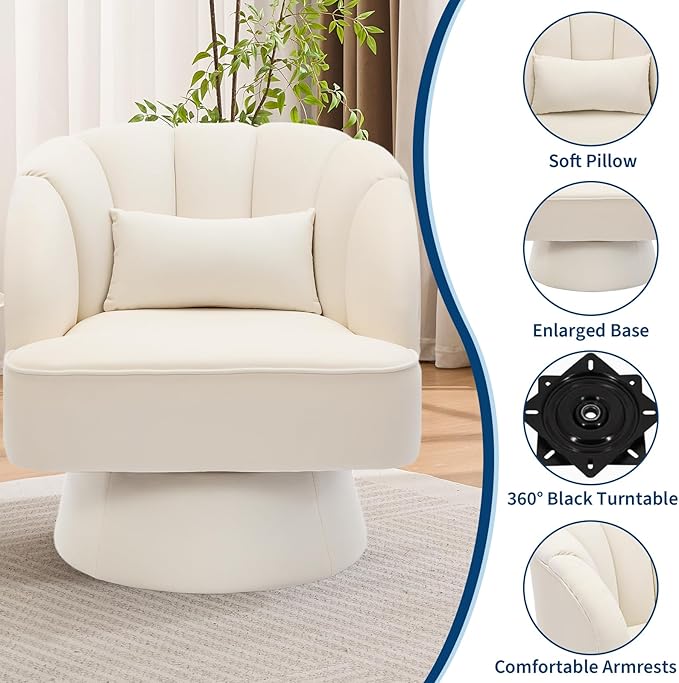 Garvee Ultra-Plush Swivel Accent Chair, 360° Barrel Lounge Chair - Image 7