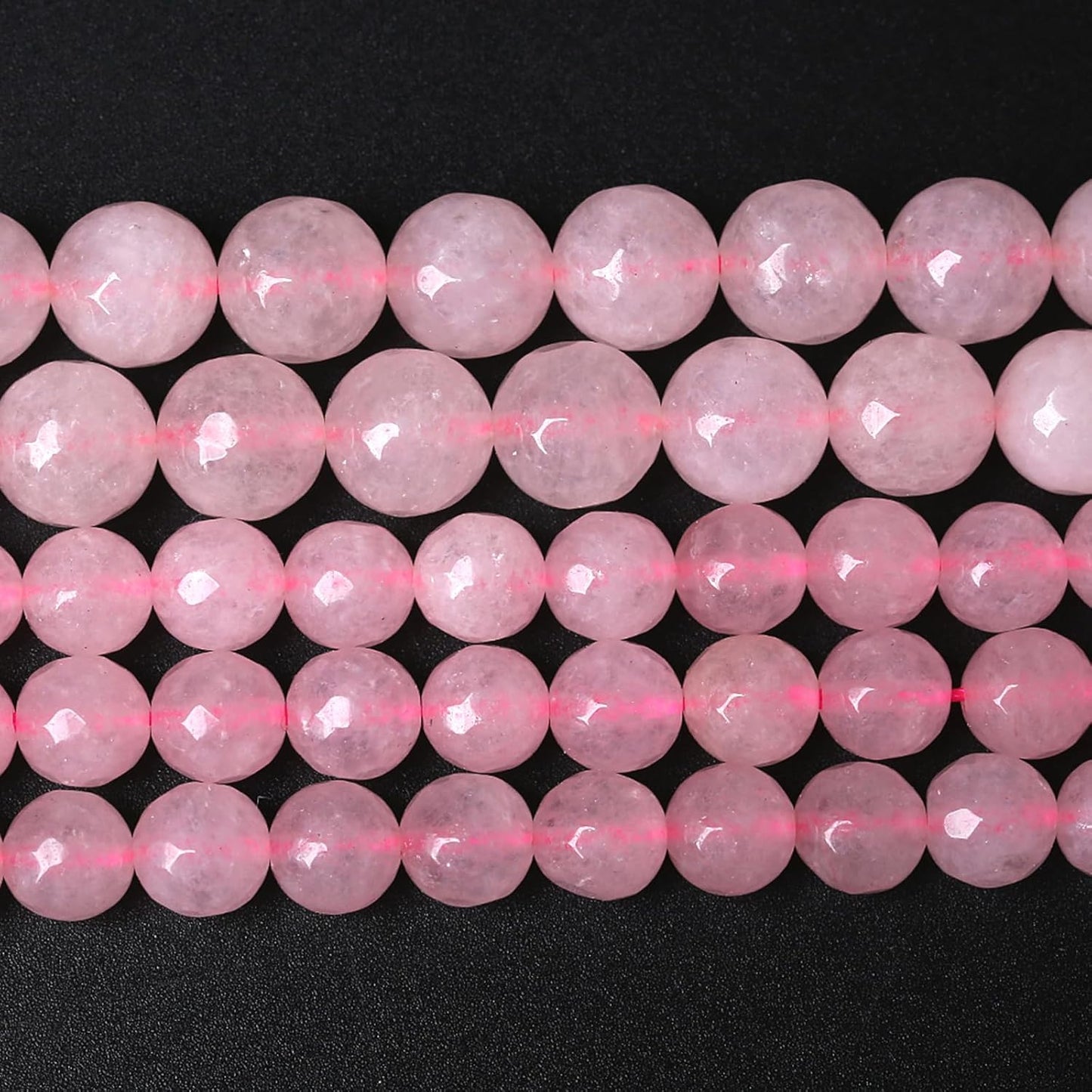 45pcs 8mm Natural Rose Pink Quartz Crystal Faceted Stone Beads for Jewelry Making Energy Healing Power Stone Beads DIY Bracelet Necklace Accessories 15" (8mm, Faceted Rose Quartz)