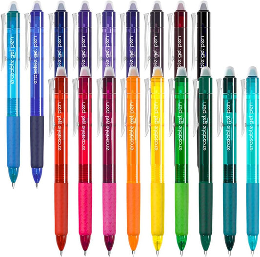 Vanstek 18 Colors Retractable Erasable Gel Pens Clicker, Fine Point(0.7), Make Mistakes Disappear, Premium Comfort Grip for Drawing Writing Planner and Crossword Puzzles
