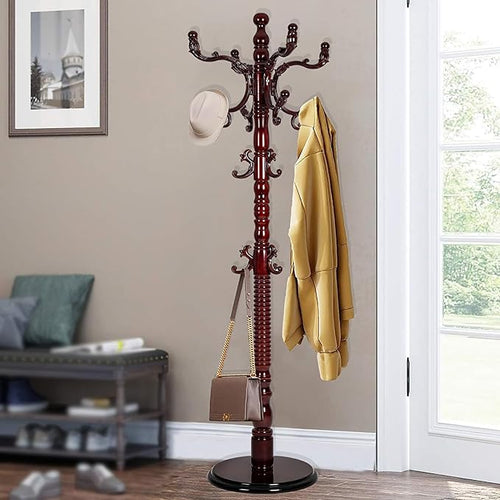 73" Wooden Coat Rack Stand, Coat Racks Freestanding by Unknown