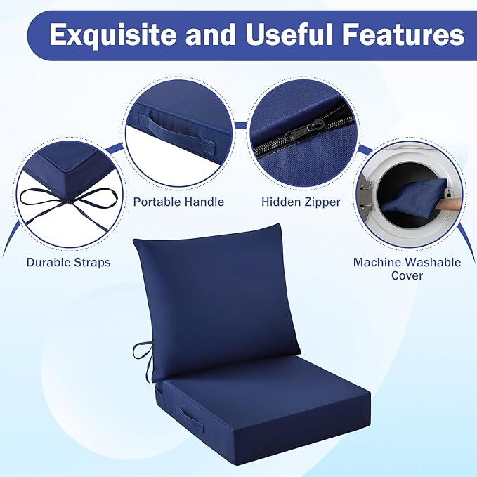 IASEAHK Outdoor Seat Cushion Set, Waterproof & Fade Resistant Patio Chair - Image 5
