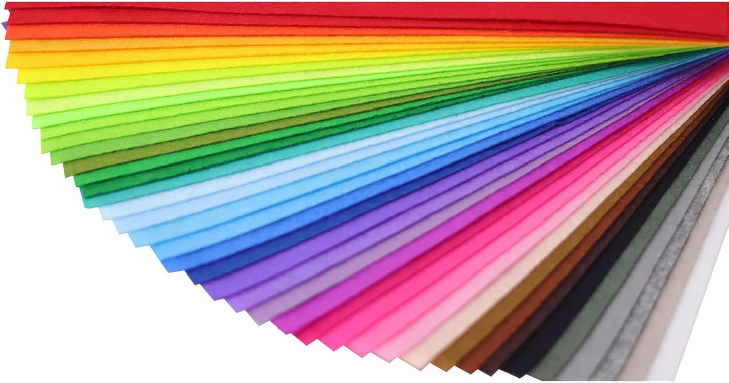 40pcs 20cm × 30 cm x 1mm (Approx. 8 × 12 x 0.04 inches) 40 Colors for Choice A4 Felt Fabric Sheet Assorted Color Felt Pack DIY Craft Patchwork