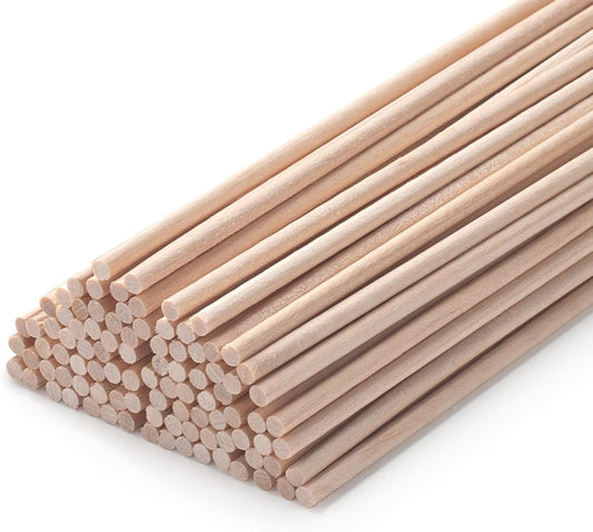 Wood Dowel Rods Wooden Dowels Wooden Sticks for Crafts 1/8 x 12, 100 PCS Round Wood Sticks for Crafting, Lollipops, Tiered Cake, Small Unfinished Hardwood Sticks for Arts and Crafts, Photo Props