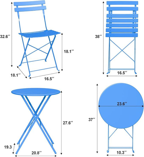 3-Piece Folding Bistro Set, Outdoor Patio Furniture Set - Image 2