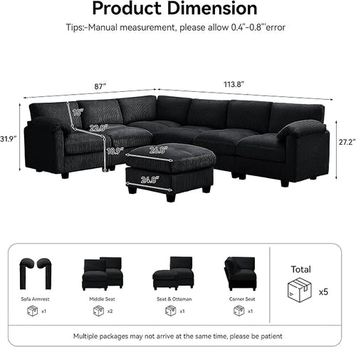 114'' V-Shaped Sectional Cloud Couch - Image 2