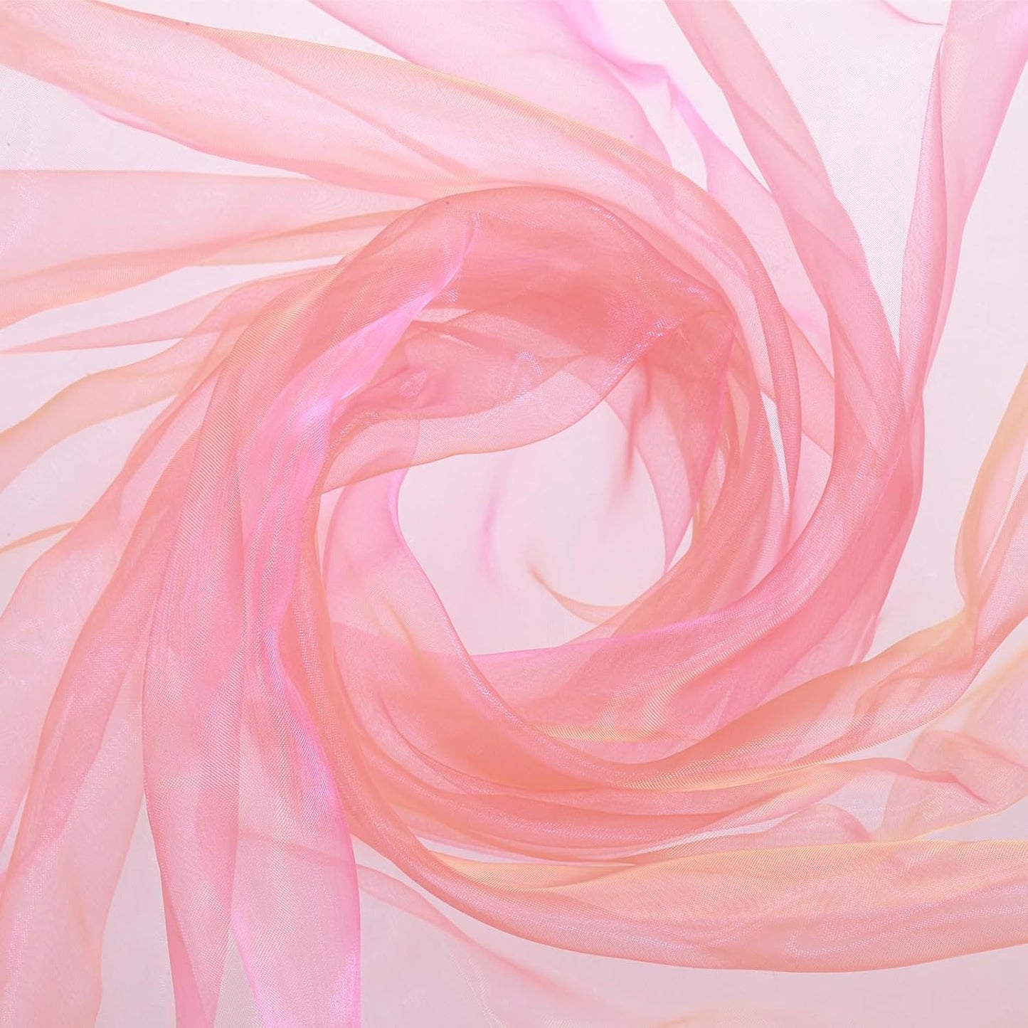 MECCANIXITY Iridescent Sheer Organza Fabric, 2 Yards x 59 Inches Solid Holographic Shiny Fabric Organza Cloth for Wedding, Curtains, Costume, Photo Background, Gradient Fluorescent Orange