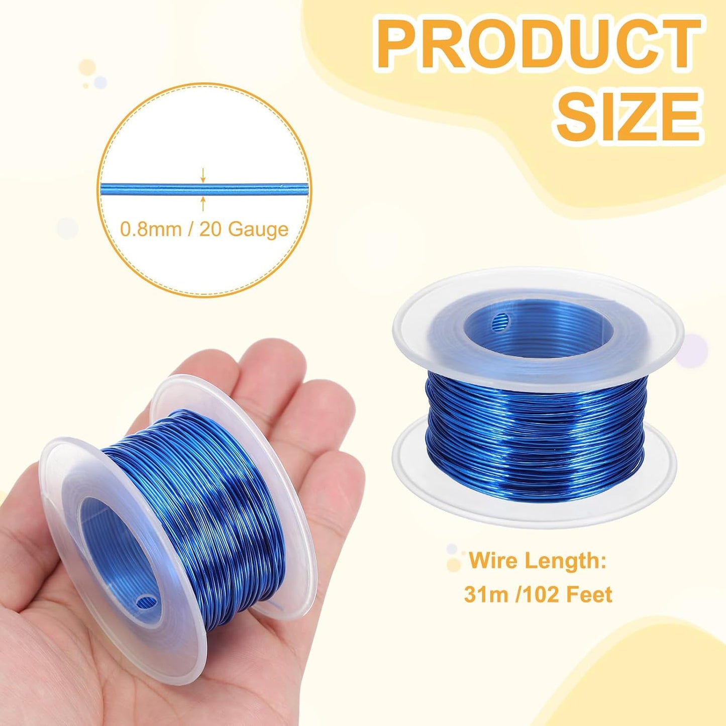 uxcell 20 Gauge / 0.8mm Anodized Aluminum Wire for Jewelry Craft Making, 102 Feet Bendable Flexible Wire for DIY Home Decor Gardening Sculpture, Dark Blue