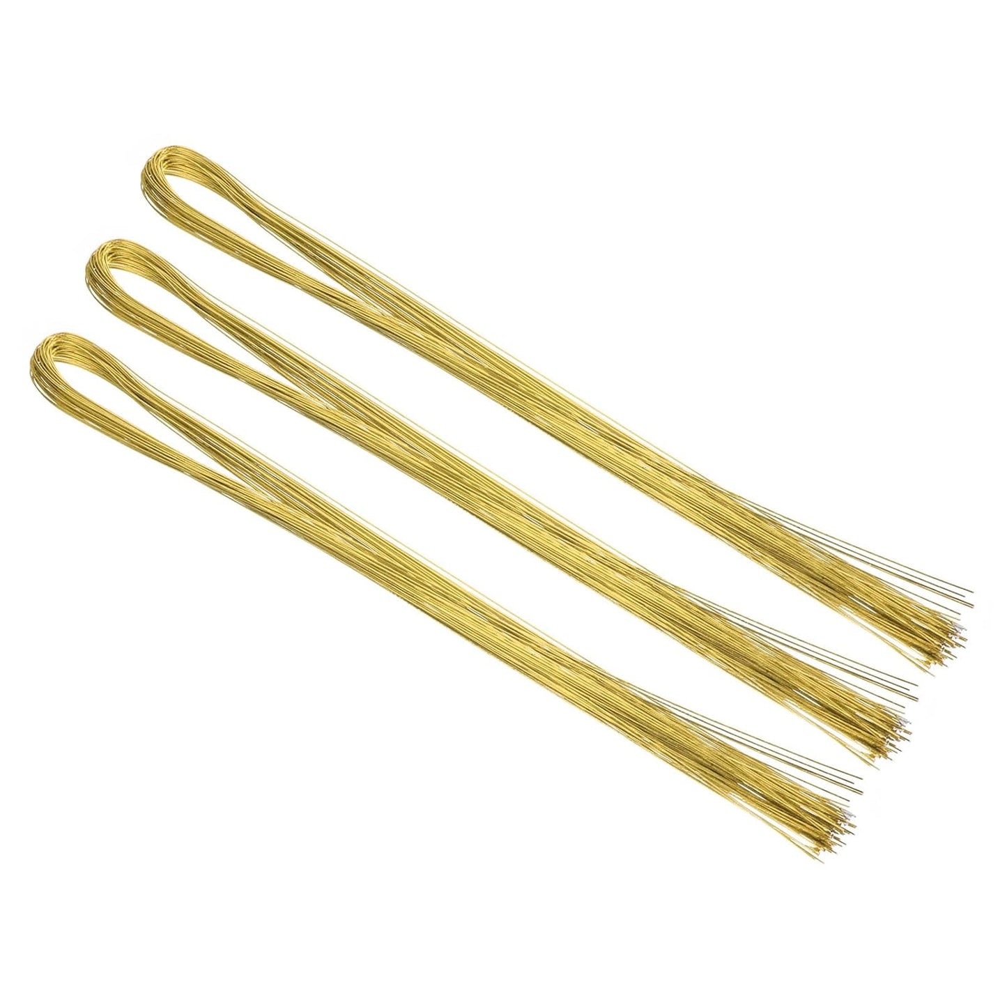 PATIKIL 32 Inch 22 Gauge Floral Stem Wire, 2 Pack/80 Pieces Bouquet Stem Paper Wrapped for DIY Crafts Flower Arrangements, Gold Tone