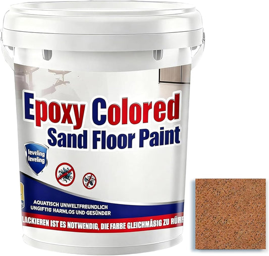 Epoxy Colored Sand Floor Paint, Epoxy Floor Paint for Concrete, High Gloss Marble Effect Coating, Waterproof Non-Slip Concrete Paints, Suitable for Indoor/Outdoor Use (Orange,32 oz/1 kg)