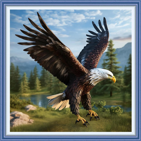 DMCVIVR Stamped Cross Stitch Kits for Adults Beginners Embroidery Kits 11CT Needlepoint Kits Cross Stitch Patterns Embroidery Patterns&The Eagle expanded its Wings 18x18 inch