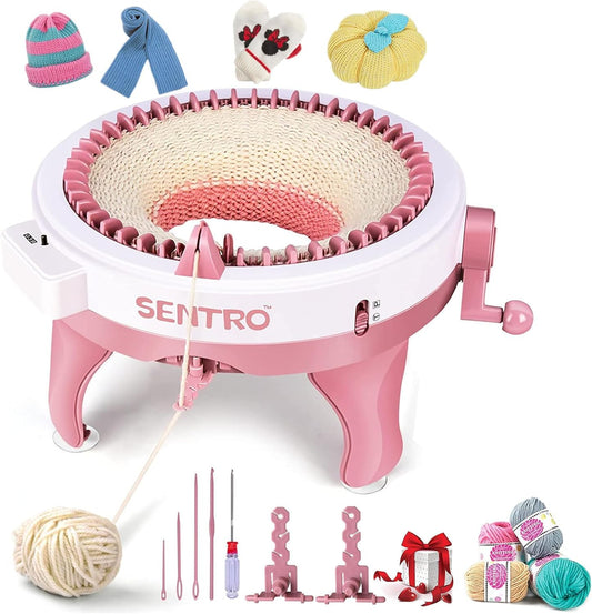 SENTRO Knitting Machine 48 Needles, Smart Knitting Crochet Machine, Double Crocheting Machine Kit,Circle Knit Loom Machine with Row Counter and Hand Crank