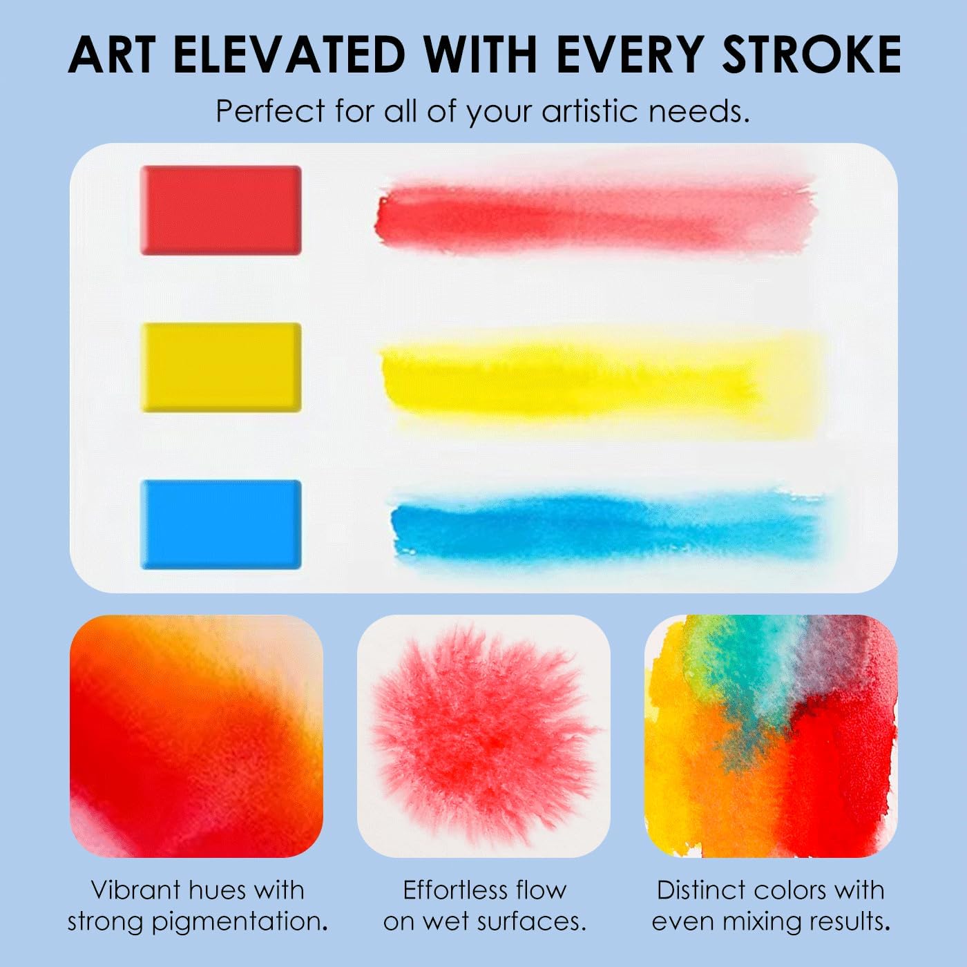 Grabie Watercolor Paint Set, 56 Colors Handheld Watercolor Set of Water Brush Pen, Palette and Removable Sponge, Portable Watercolor Paint for Artist Beginner and Professional