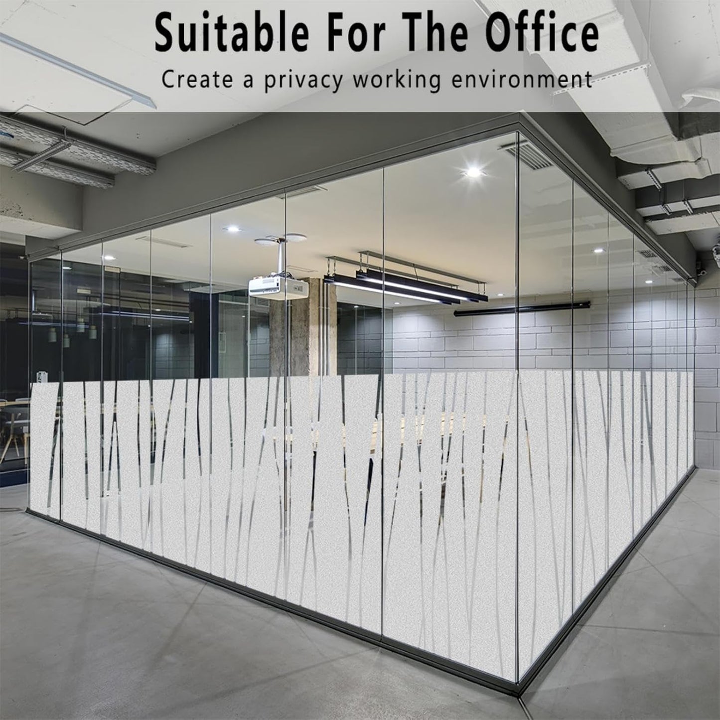 Finnez Window Privacy Film Decorative Frosted Window Cling Privacy Film for Glass, Non-Adhesive Heat Anti-UV for Home Office Living Room, Irregular Stripe Patterns, 17.5 x 78.7 Inches