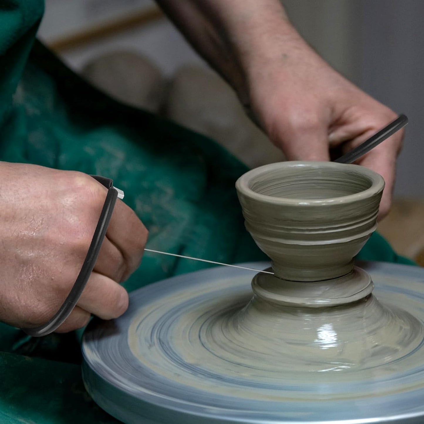 Clay Cutters Wire Steel Wire Clay Cutter Cutting Pottery Tools Cut Off Tools for Clay Artists with Black Handle Pottery Wheel Wire Tools 2 Pcs