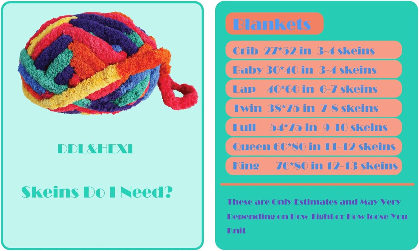 DDL&HEXI 4 Pack Super Chenille Chunky Yarn for Hand Knit, Blanket Making Kit, Jumbo Knitting, 4x8oz (226g) per Bag, Soft Polyester for Crochet, Knitting, and DIY Projects(241-4)