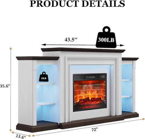 72" LED Lights Electric Fireplace - Image 2
