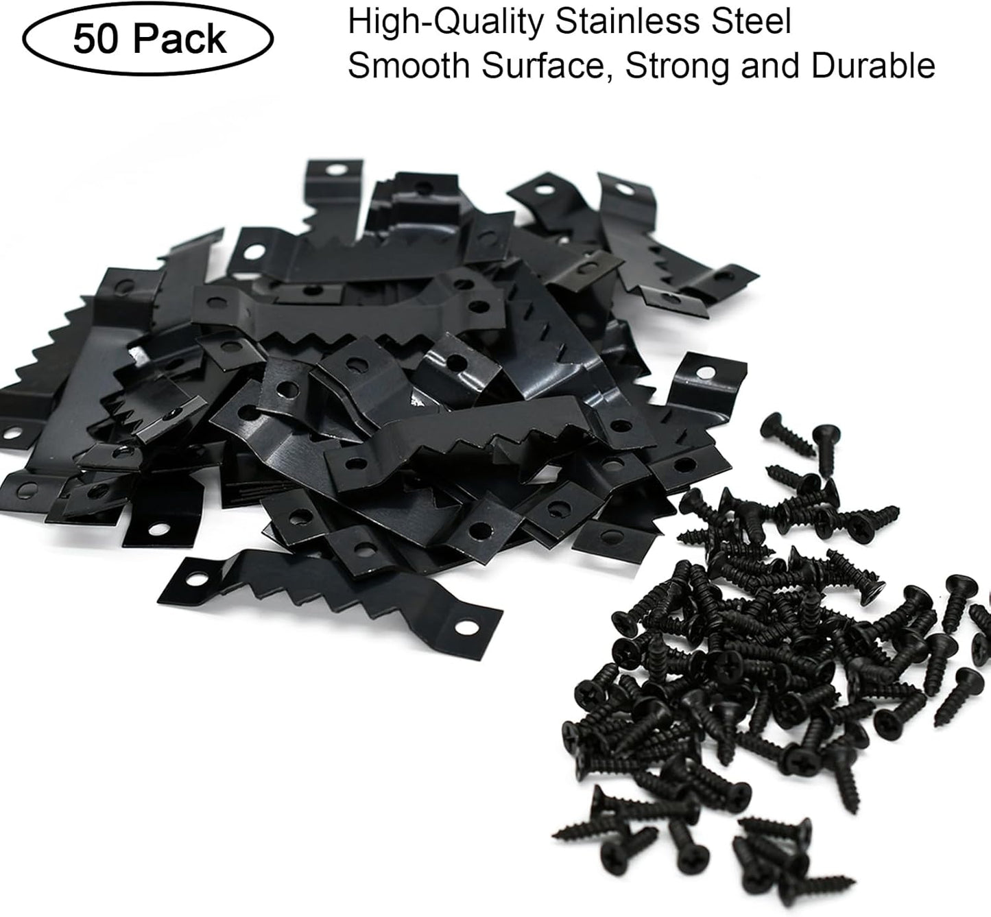 Sawtooth Picture Hangers Heavy Duty - Supports 50 lbs, 50 Pack Heavy Sawtooth Hangers with Screws, for Hanging Canvas Photos Frame Clock Paintings Artwork