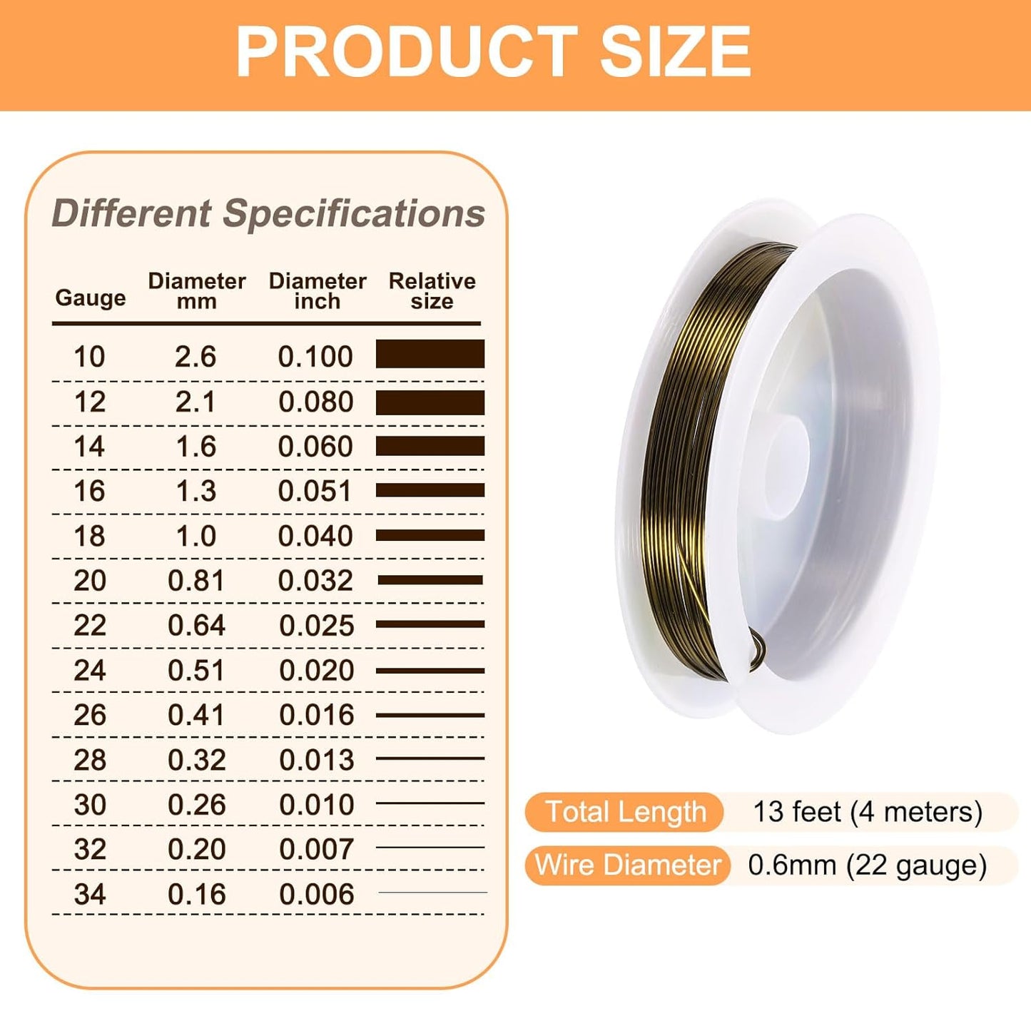 HARFINGTON 13ft Jewelry Wire, 22 Gauge (0.6mm) Brass Craft Soft Metal Tarnish Resistant Copper Beading Wire for Jewelry Making Supplies Crafting, Ancient Blue