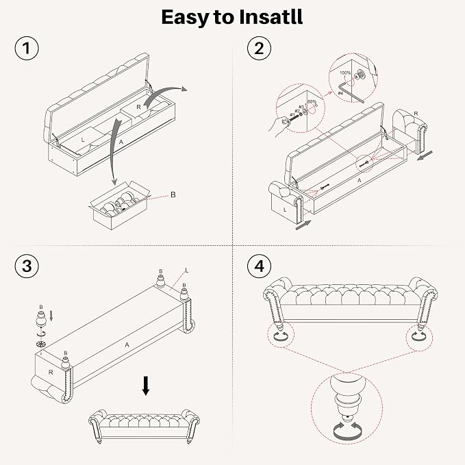 SOFTHION Storage Bench for Bedroom, Upholstered Chenille Storage Ottoman - Image 8