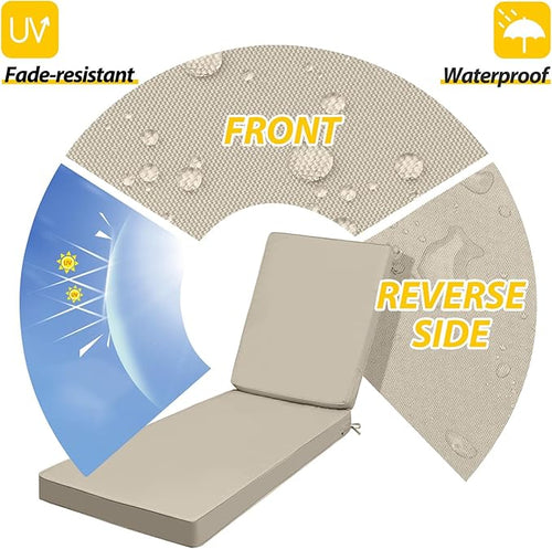 AAAAAcessories Outdoor Chaise Lounge Cushions, Fade-Resistant, Waterproof Patio - Image 2