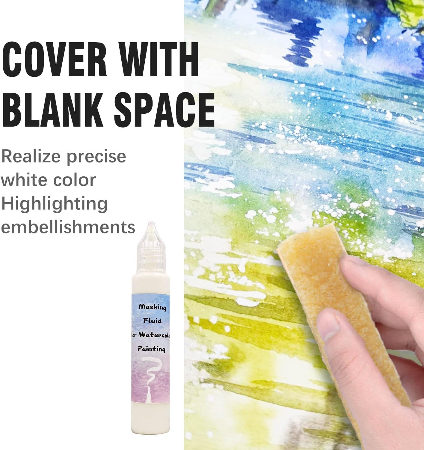Pink Watercolor Masking Fluid - Professional Art Supplies with Brush & Eraser for Artists, Painting Medium Pen