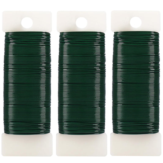 Tenn Well Green Floral Wire, 3 Pack Christmas Wreath Wire, 295 Feet 22 Gauge Florist Ties for Flower Arrangements, Christmas Ornaments, Wreath Making, Gardening, Crafts