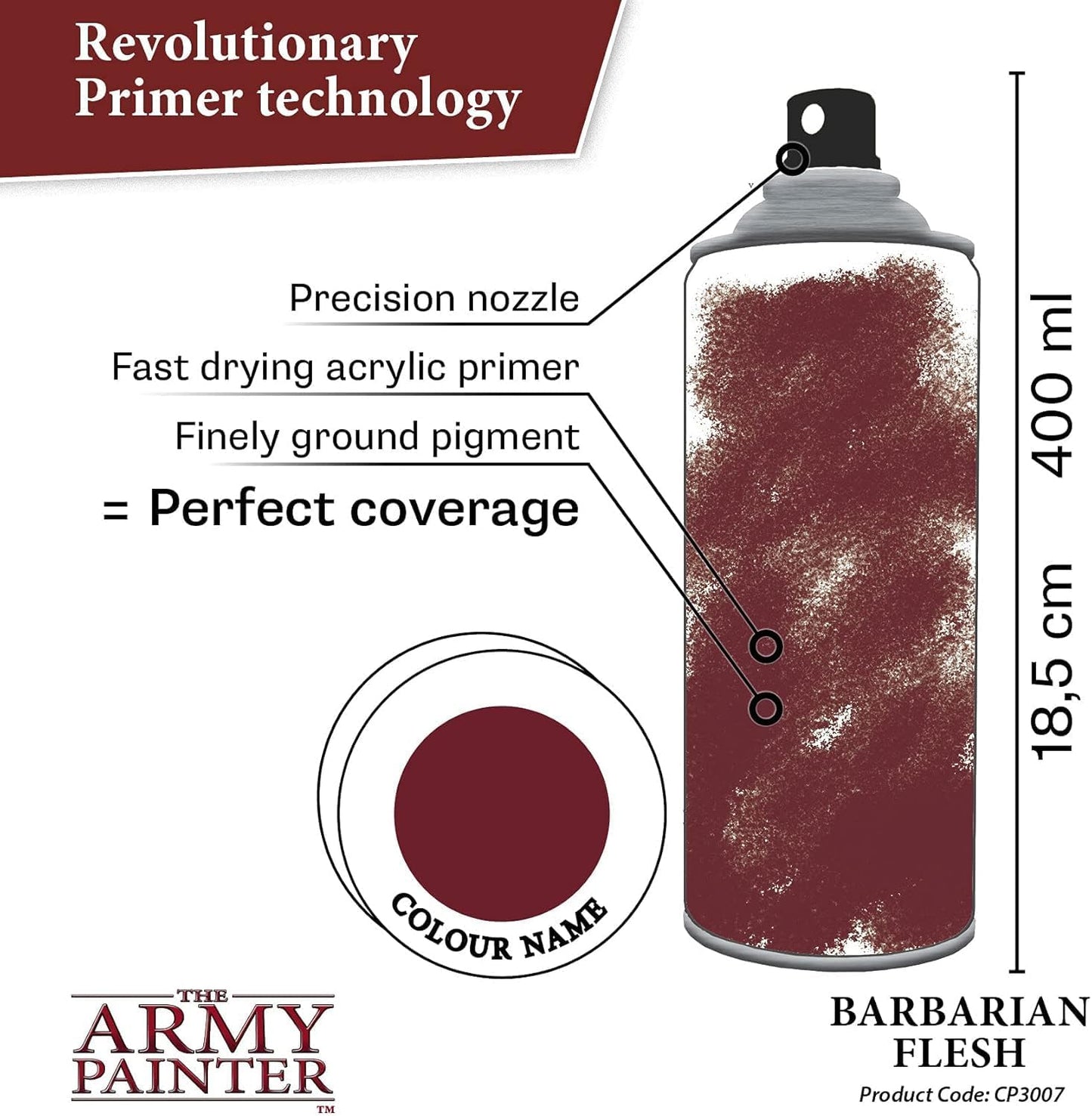 The Army Painter Color Primer Spray Paint, Barbarian Flesh, 400ml, 13.5oz - Acrylic Spray Undercoat for Miniature Painting - Spray Primer for Plastic Miniatures